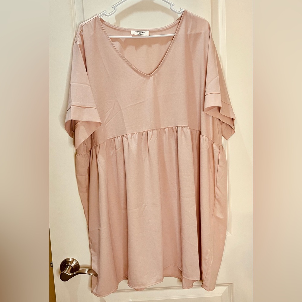 Zenana Pink Tunic Babydoll Top w/Short Sleeves Size 2X - Picture 1 of 4